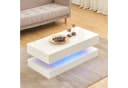JYMTOM Couchtisch Beistelltisch Moderner Holztisch Weißer Glanz mit LED-Leuchten Bild 2