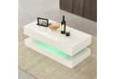 JYMTOM Couchtisch Beistelltisch Moderner Holztisch Weißer Glanz mit LED-Leuchten Bild 5