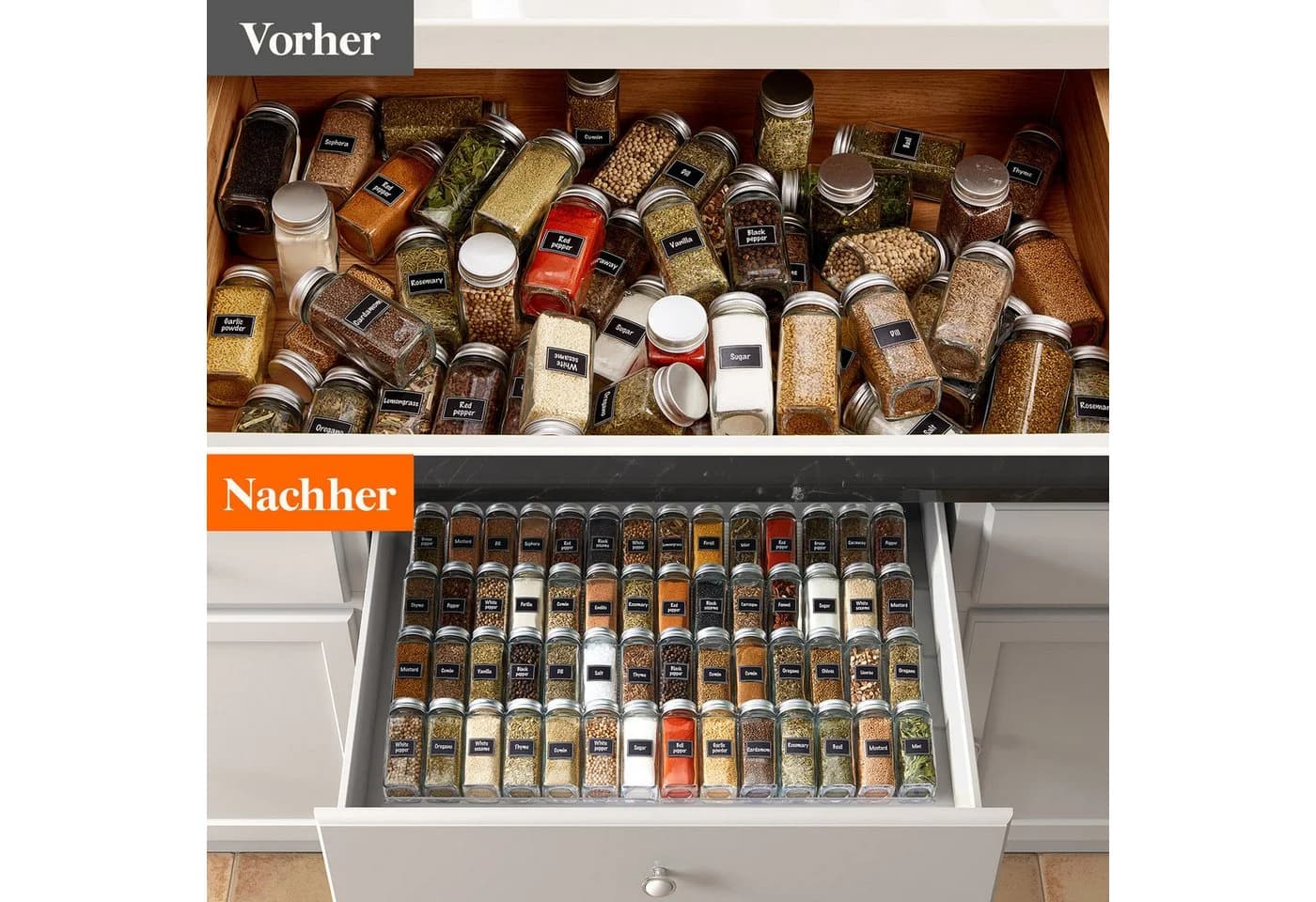 Lifewit Justierbarer Gewürzständer 8-tlg. Weiß Expandable Organizer - Bild 5