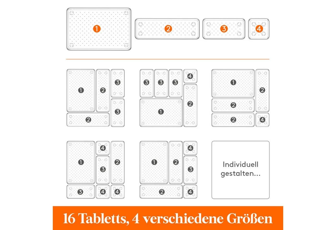 Lifewit Make-Up Organizer 16-tlg. Klarer Kunststoff - Bild 3