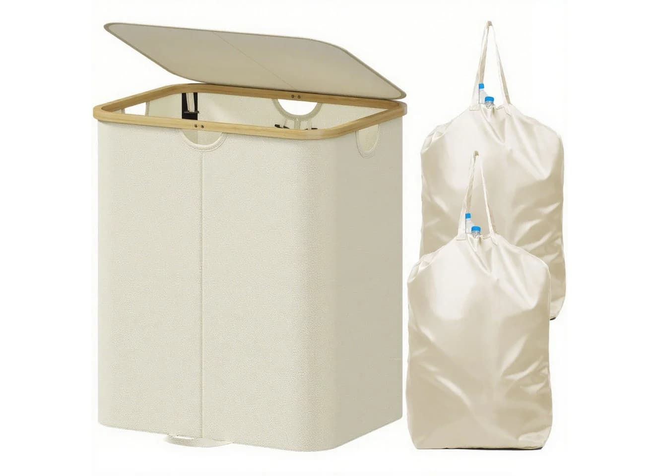Lifewit Wäschebox Pfandflaschen Sammelbehälter 2 Fächer Beige - Bild 2