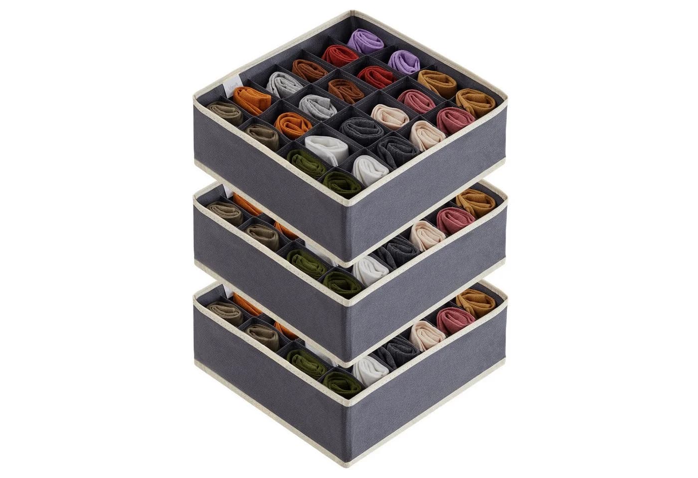 Lifewit Aufbewahrungsdose Socken Unterwäsche Schubladen Organizer 24 Zellen Grau - Bild 2