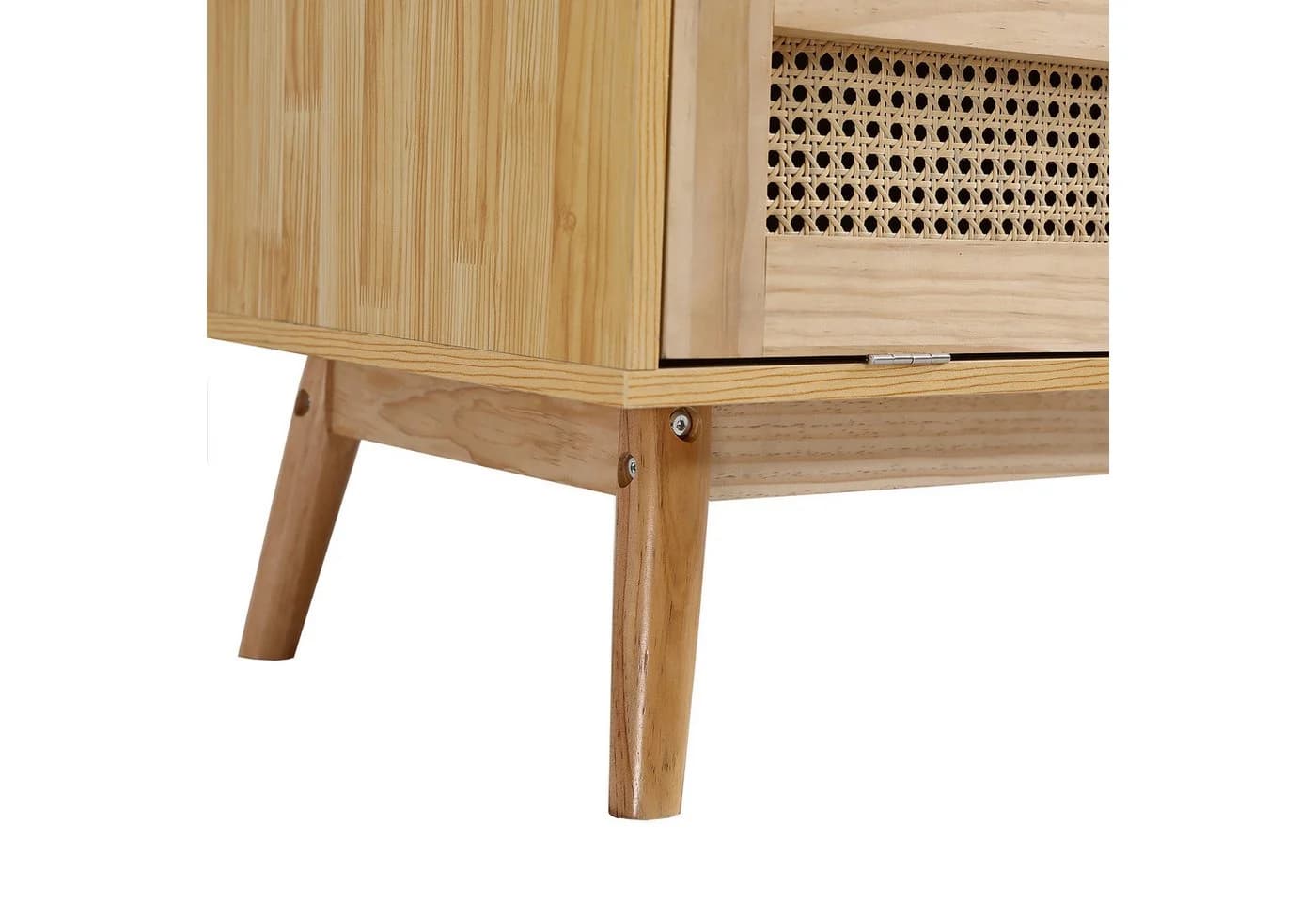 Thanaddo 2-türiger Kleiderschrank mit Rattan-Tür und Aufhängesystem - Bild 3