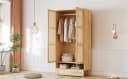 Thanaddo 2-türiger Kleiderschrank mit Rattan-Tür und Aufhängesystem Bild 4