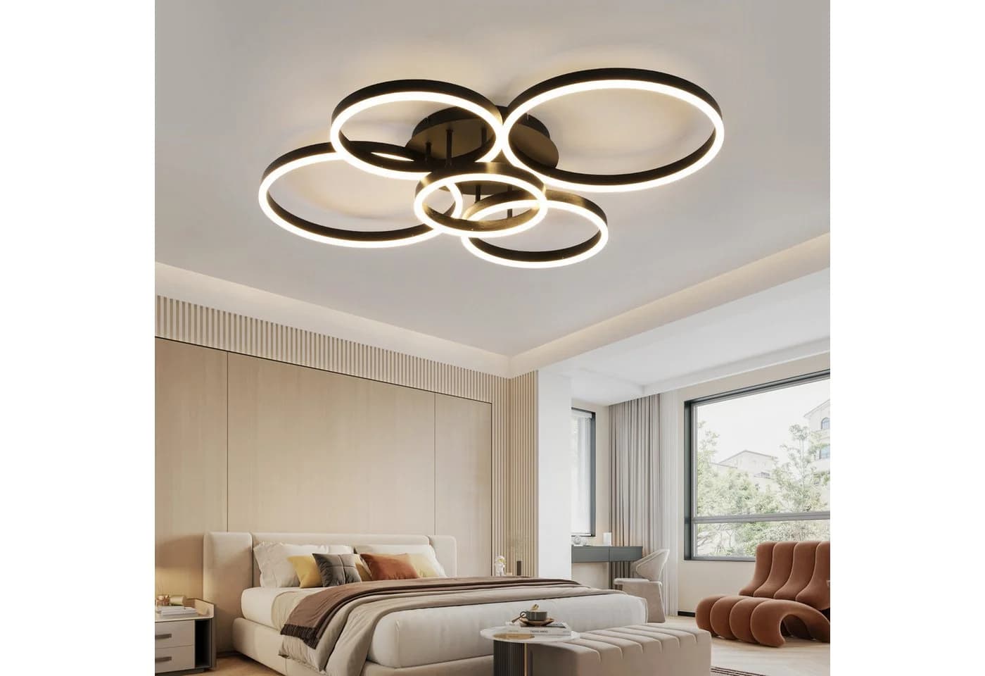 Nettlife LED Deckenleuchte Dimmbar Wohnzimmer Gold