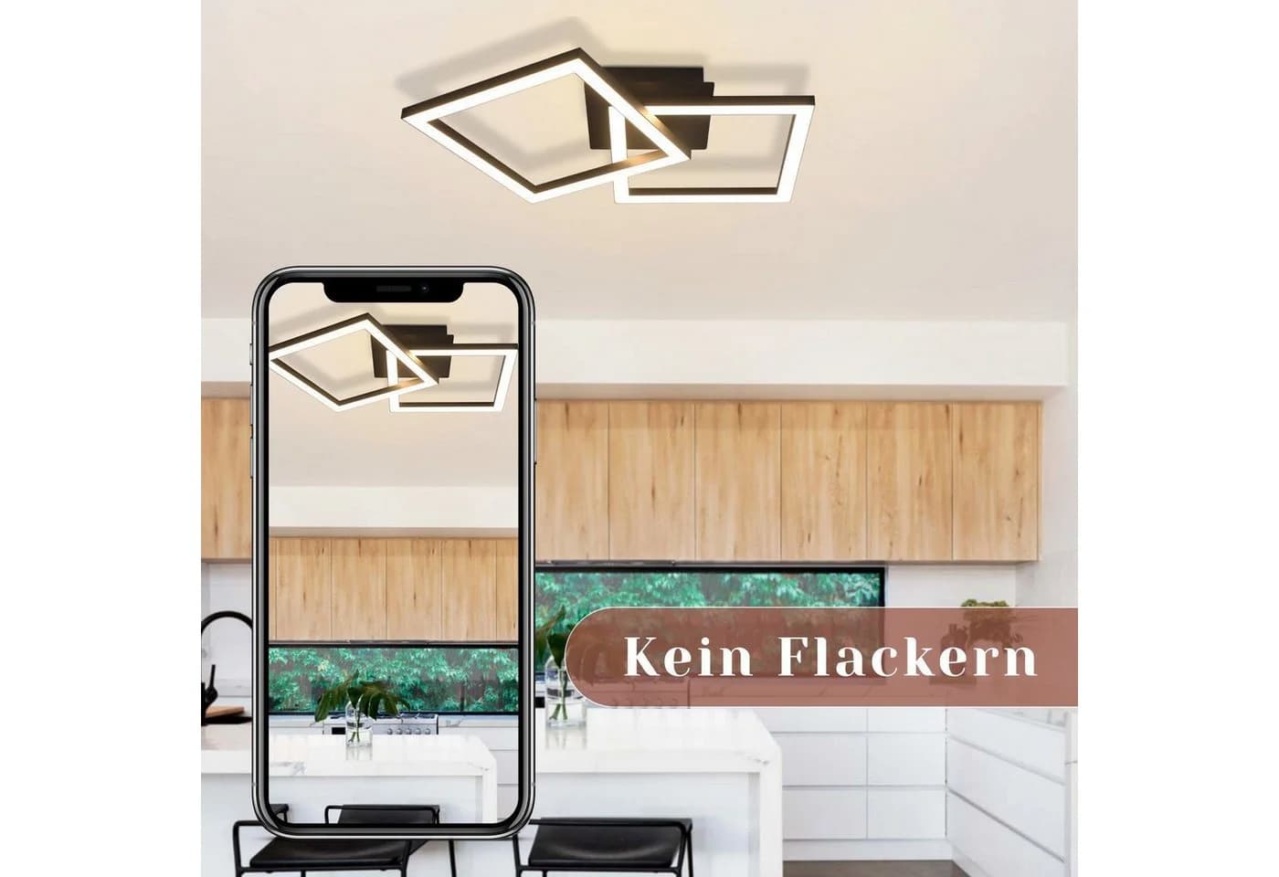 Nettlife LED Deckenleuchte Schwarz Modern 3000K 24W Geometrisch