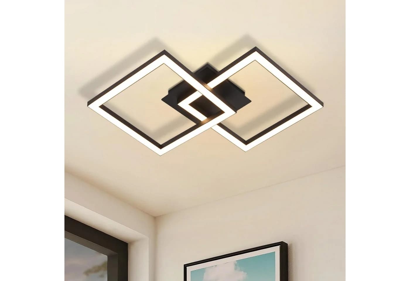 Nettlife LED Deckenleuchte Schwarz Modern 3000K 24W Geometrisch - Bild 2