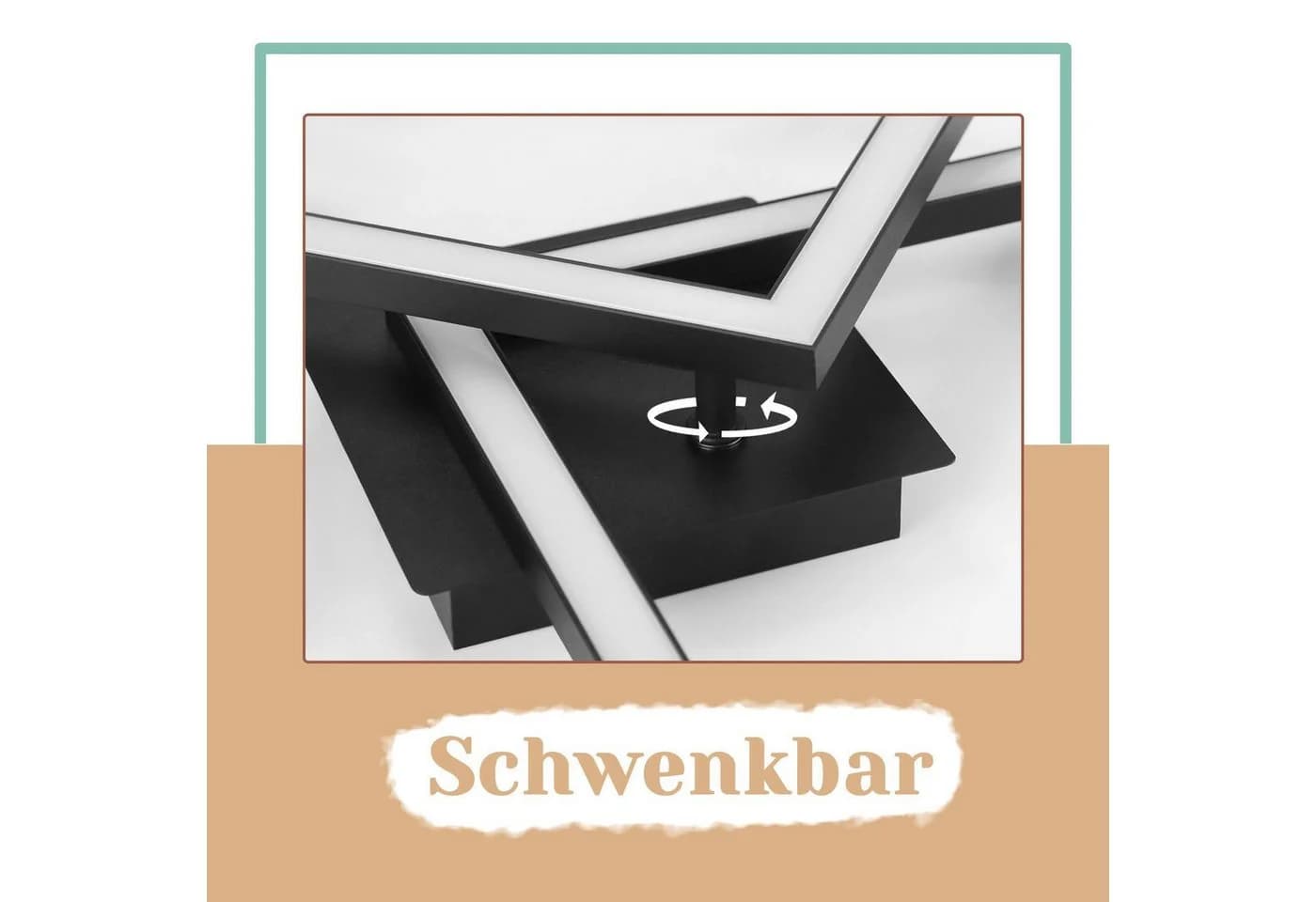 Nettlife LED Deckenleuchte Schwarz Modern 3000K 24W Geometrisch - Bild 4