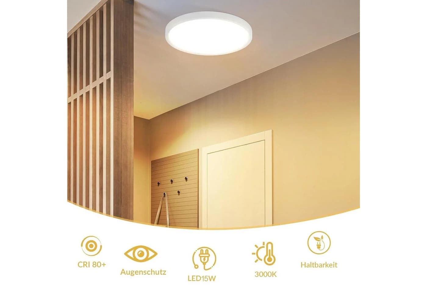Nettlife LED Panel Deckenleuchte 17cm Warmweiß Kunststoff - Bild 3