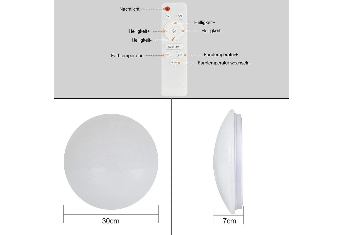 Nettlife LED Deckenleuchte Sternenhimmel Dimmbar mit Fernbedienung 28CM - Bild 3