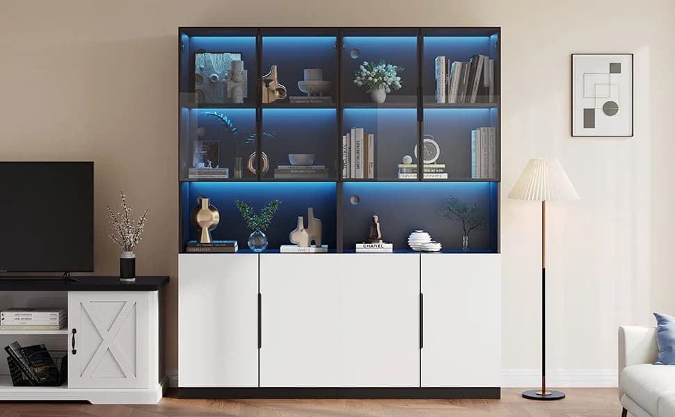 Thanaddo Glasvitrine mit LED-Licht, Sammlung Bücherregal - Bild 3