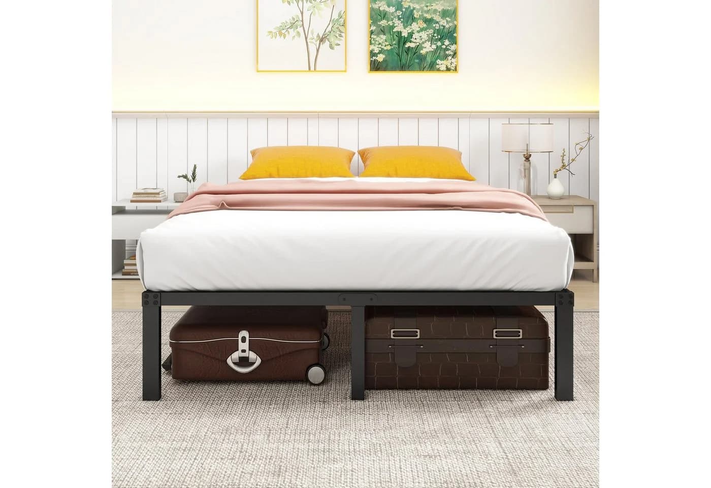 HOMERECOMMEND Metallbett 90x200 cm Schwarz 31cm Höhe geräuschlos - Bild 2