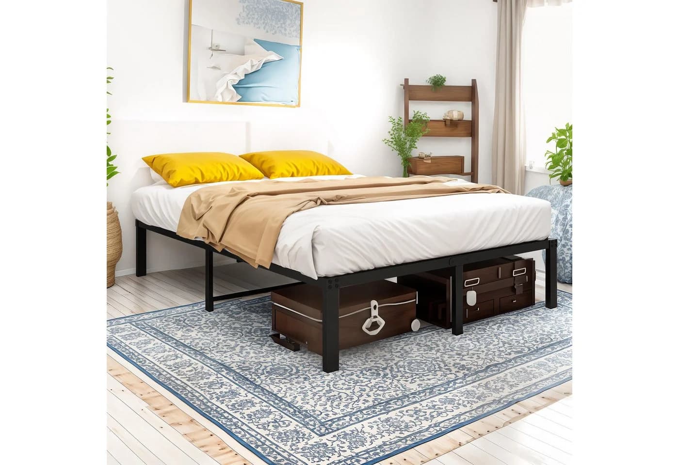 HOMERECOMMEND Metallbett 90x200 cm Schwarz 31cm Höhe geräuschlos - Bild 3