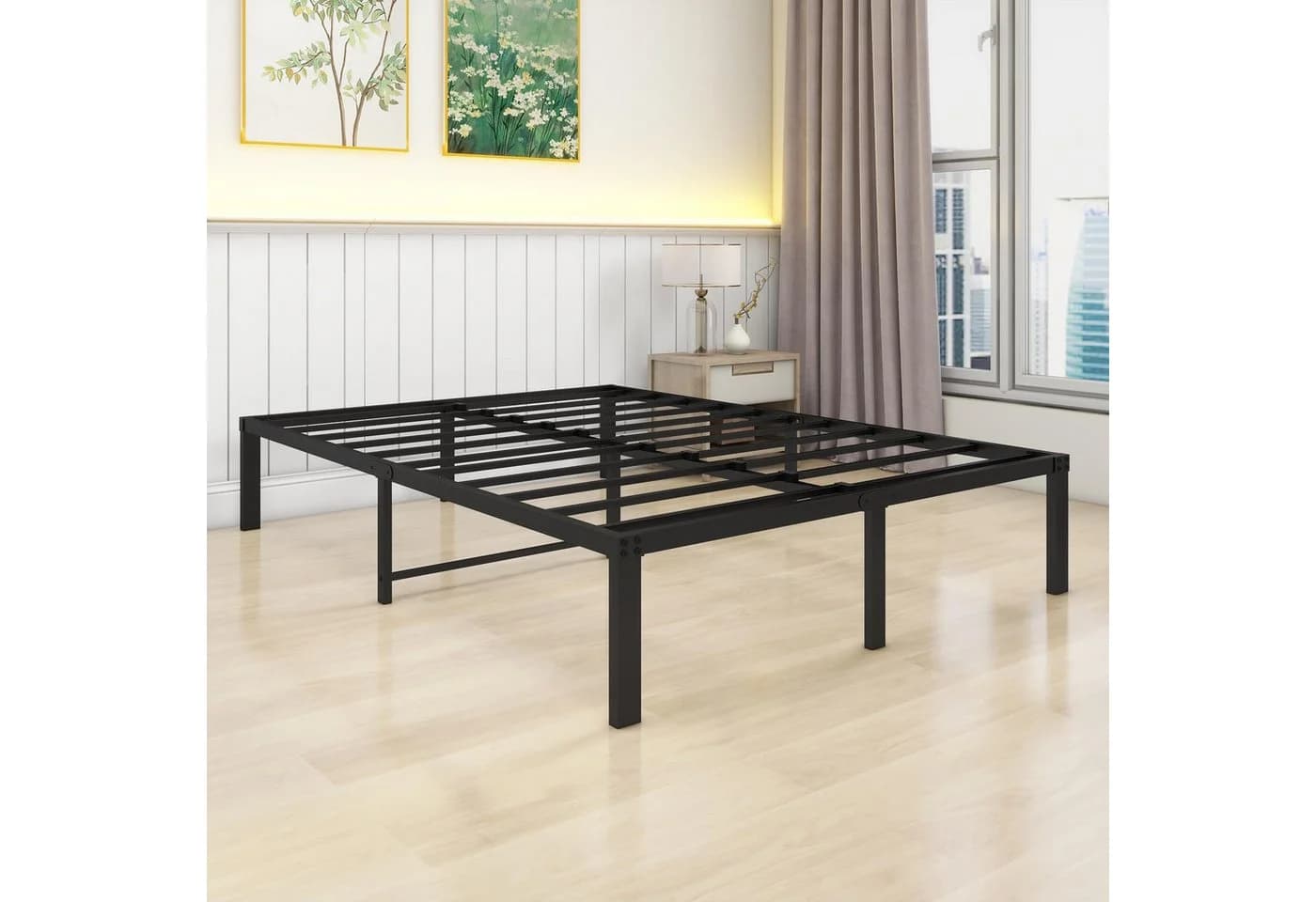 HOMERECOMMEND Metallbett 90x200 cm Schwarz 31cm Höhe geräuschlos - Bild 4