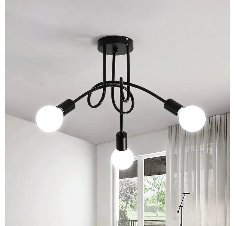 Riserva 3-Arm Deckenlampe Schwarz Vintage Industrial Design
