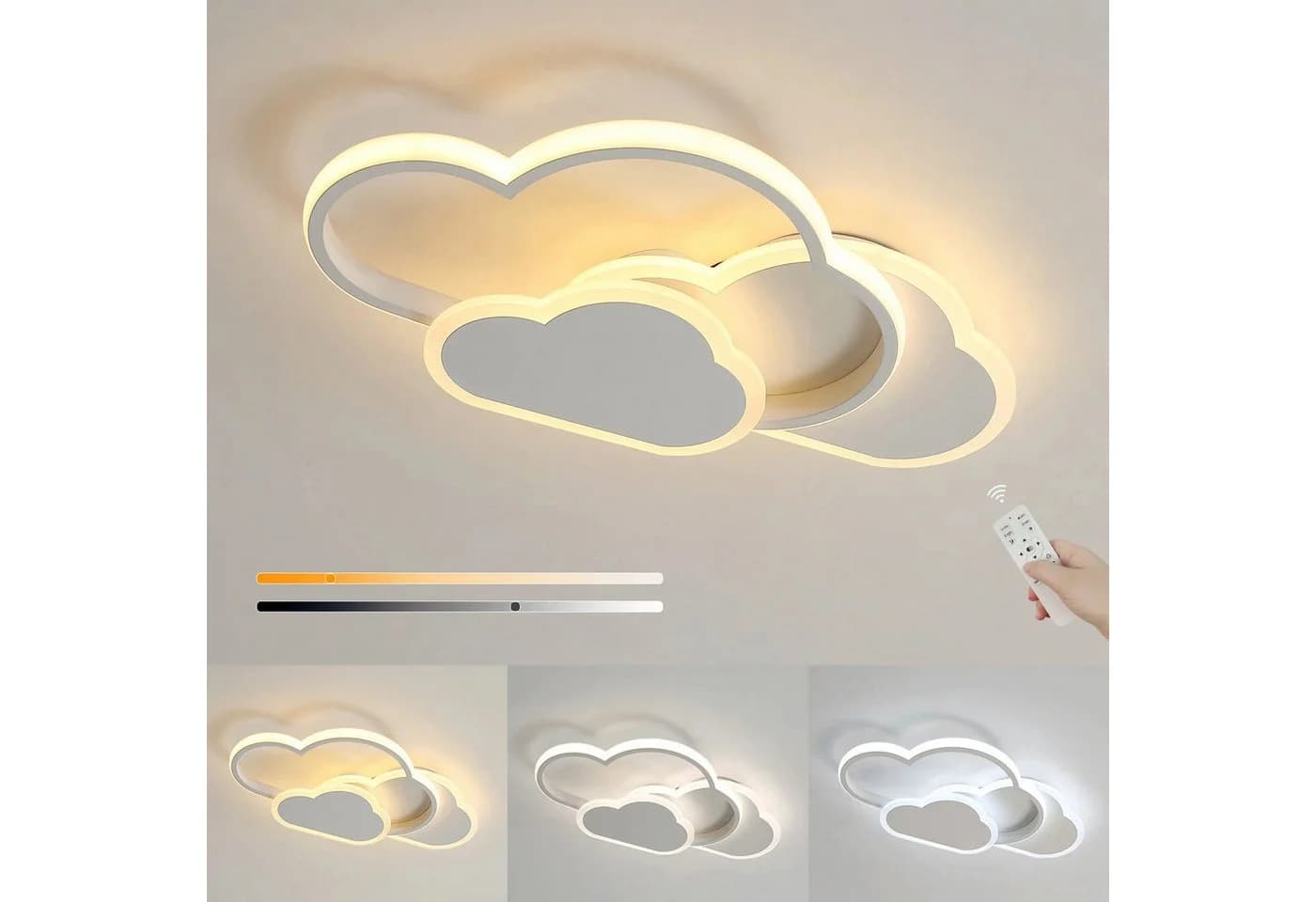 Riserva LED Deckenleuchte Wolken Design Weiß 32W Dimmbar mit Fernbedienung - Bild 2