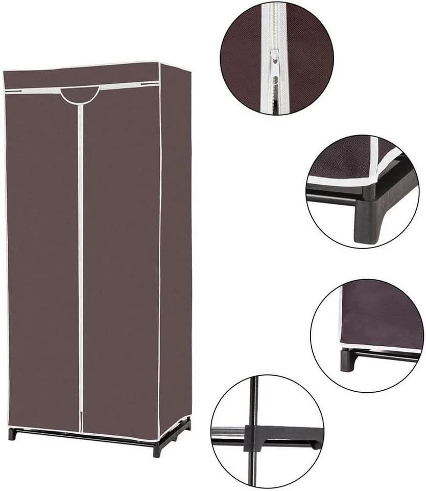 COSTWAY Stoffschrank Kleiderschrank mit Kleiderstange & Ablage, 172x74x50cm - Bild 4