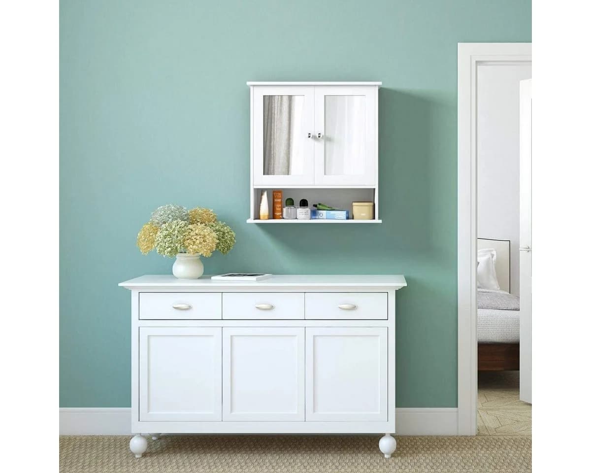 COSTWAY Spiegelschrank Badzimmerschrank mit höhenverstellbarer Ablage Schwarz - Bild 4