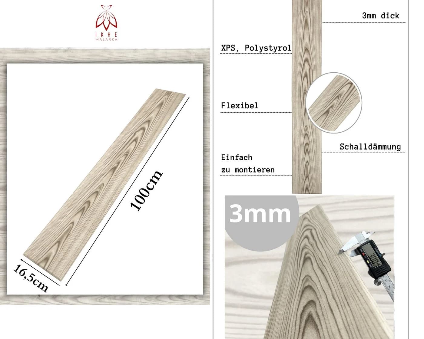 IKHEMalarka 3D Wandpaneel XPS Holzoptik Marmor Imitat - Bild 3