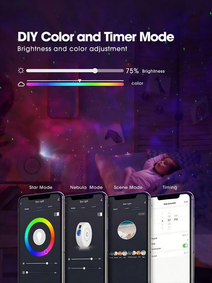 POPOLIC Projektionslampe WiFi LED Sternenhimmel Projektor Weiß/Schwarz - Bild 5