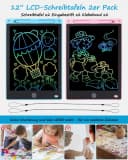 SinLaw Zaubertafel 2 Stück LCD Schreibtafel, buntes Doodle Board für Kinder, 12-Zoll-Bildschirm Bild 4