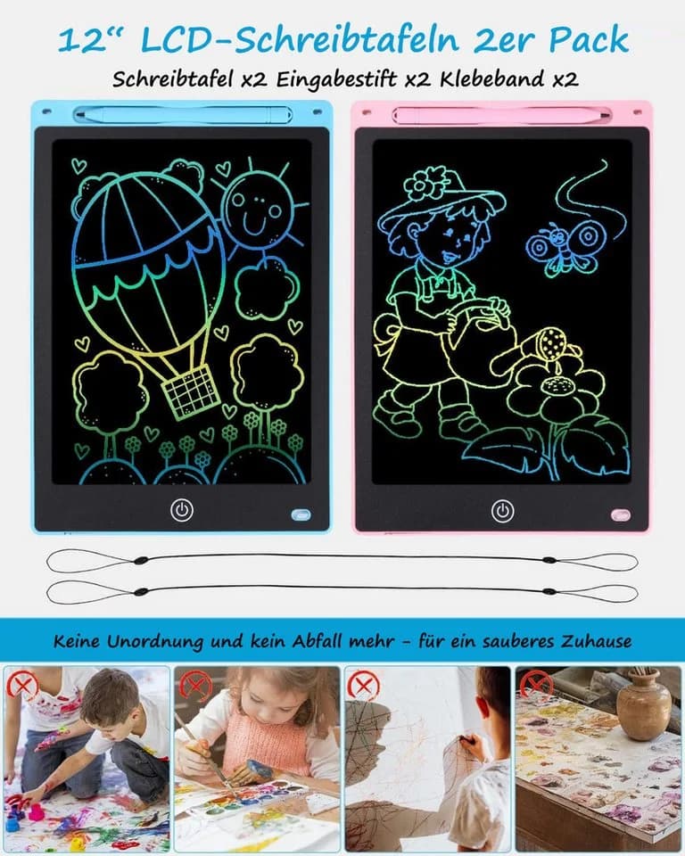 SinLaw Zaubertafel 2 Stück LCD Schreibtafel, buntes Doodle Board für Kinder, 12-Zoll-Bildschirm - Bild 4
