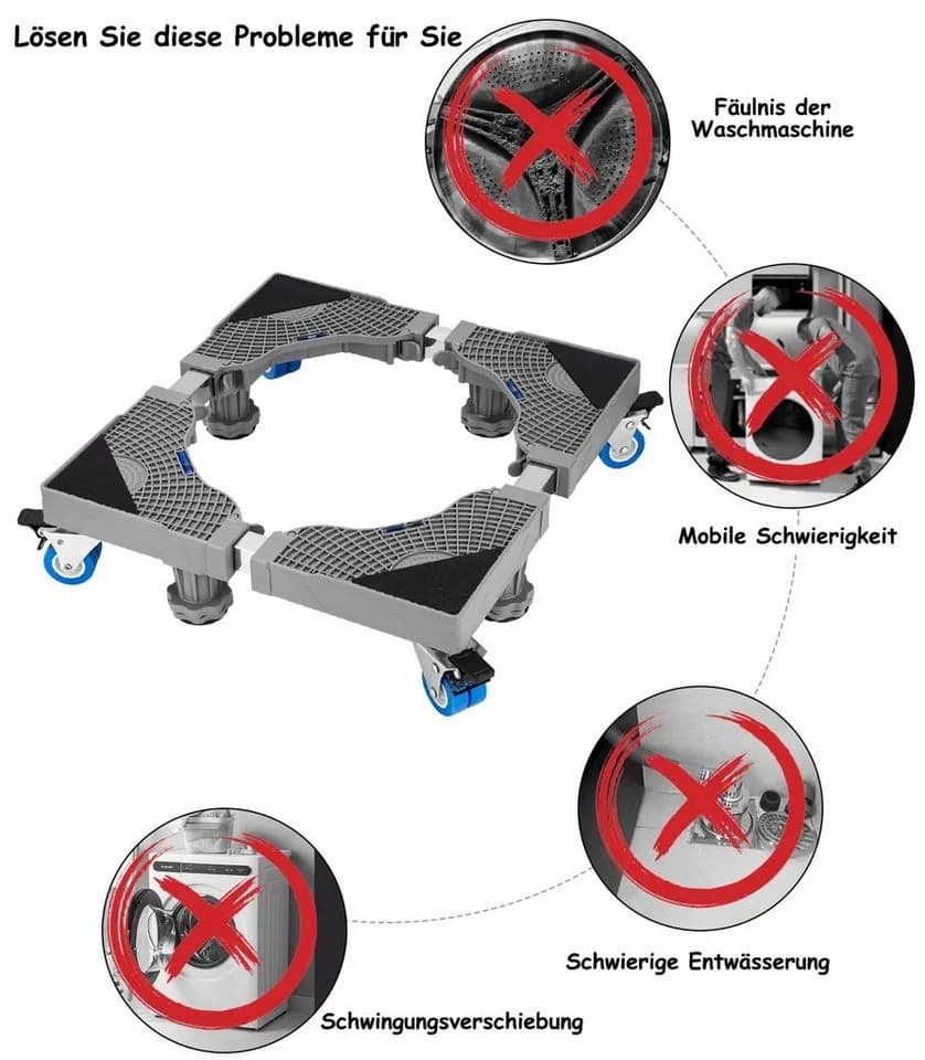 SinLaw Waschmaschinenuntergestell mit 4 Rädern Edelstahl - Bild 4