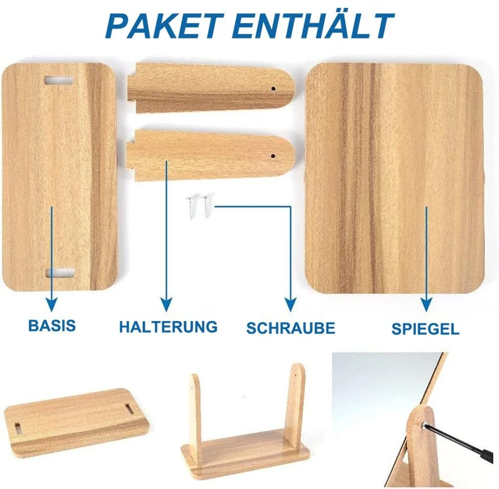 SinLaw Kosmetikspiegel 360° Drehbarer HD-Spiegel Holz - Bild 2
