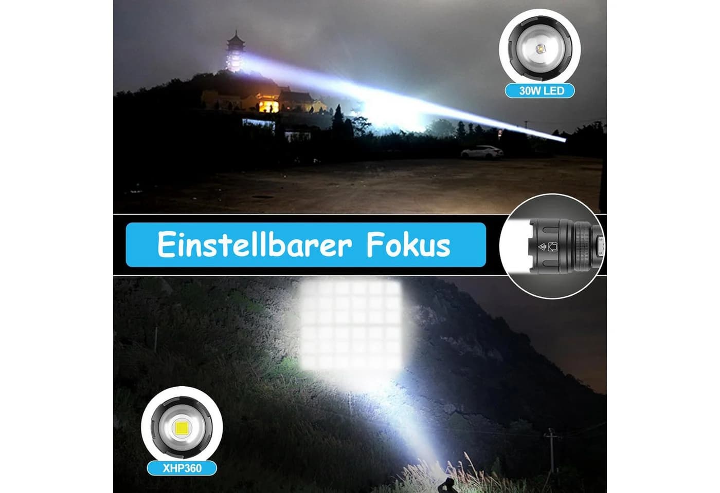 SinLaw LED Taschenlampe Multifunktionale 2-in-1-Zoom-Taschenlampe