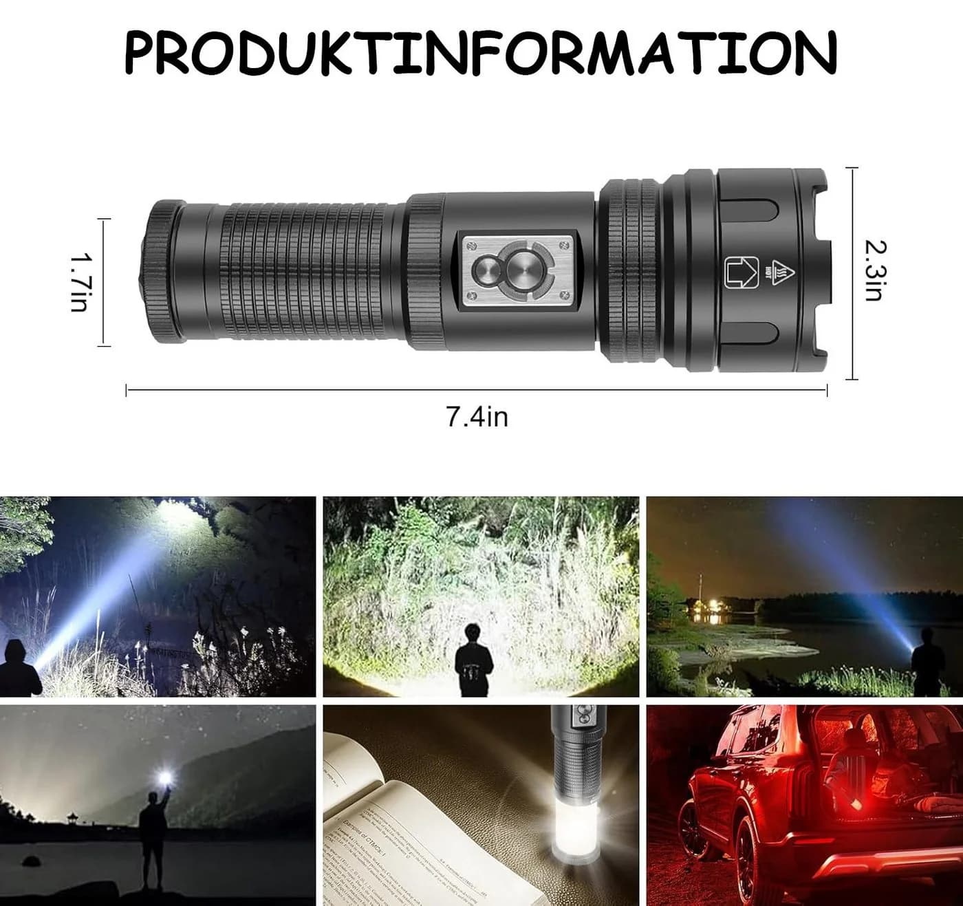 SinLaw LED Taschenlampe Multifunktionale 2-in-1-Zoom-Taschenlampe - Bild 5