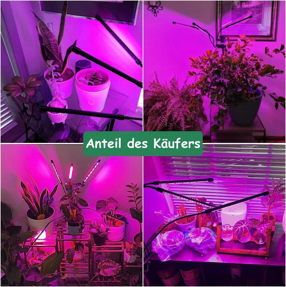 SinLaw Pflanzenlampe Dreiköpfige LED Wachstumslampe Vollspektrum Timer