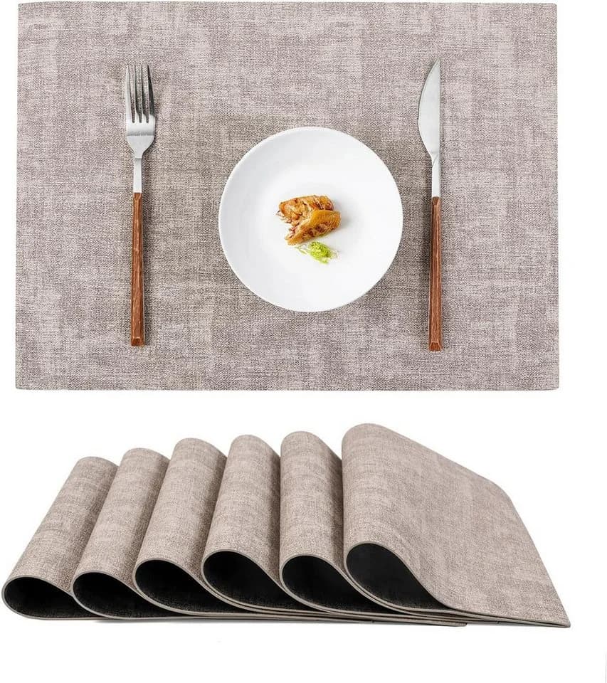 SinLaw Abwaschbares Tischset Beidseitig Rutschfest Hitzebeständig Grau 6er-Packung - Bild 2