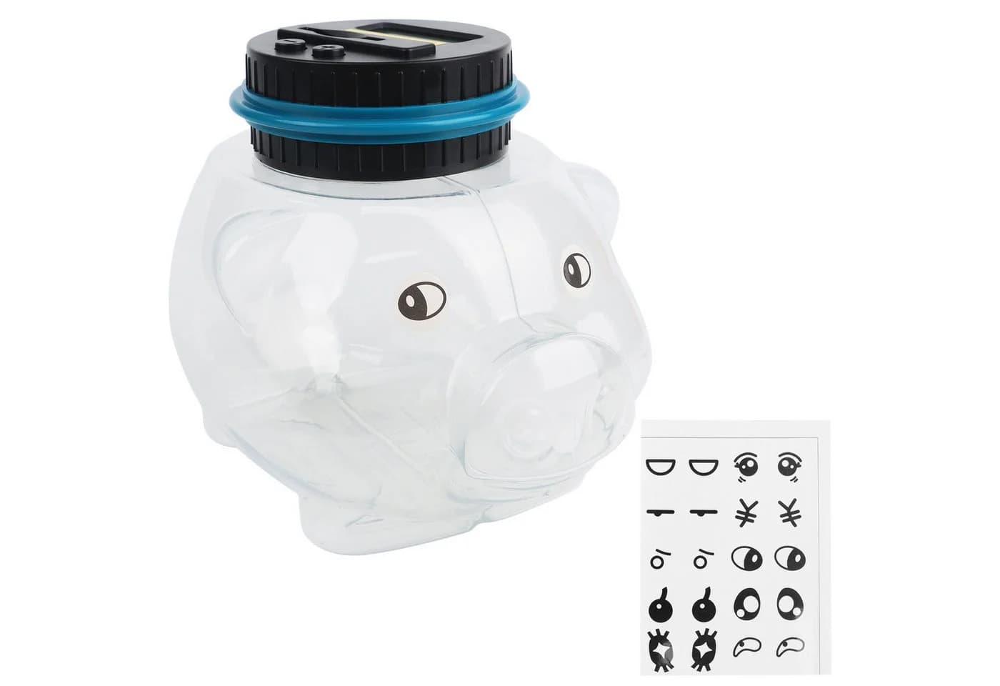 SinLaw Digitales Sparschwein mit Euro-Zählfunktion inkl. süßer Sticker Schwarz - Bild 2