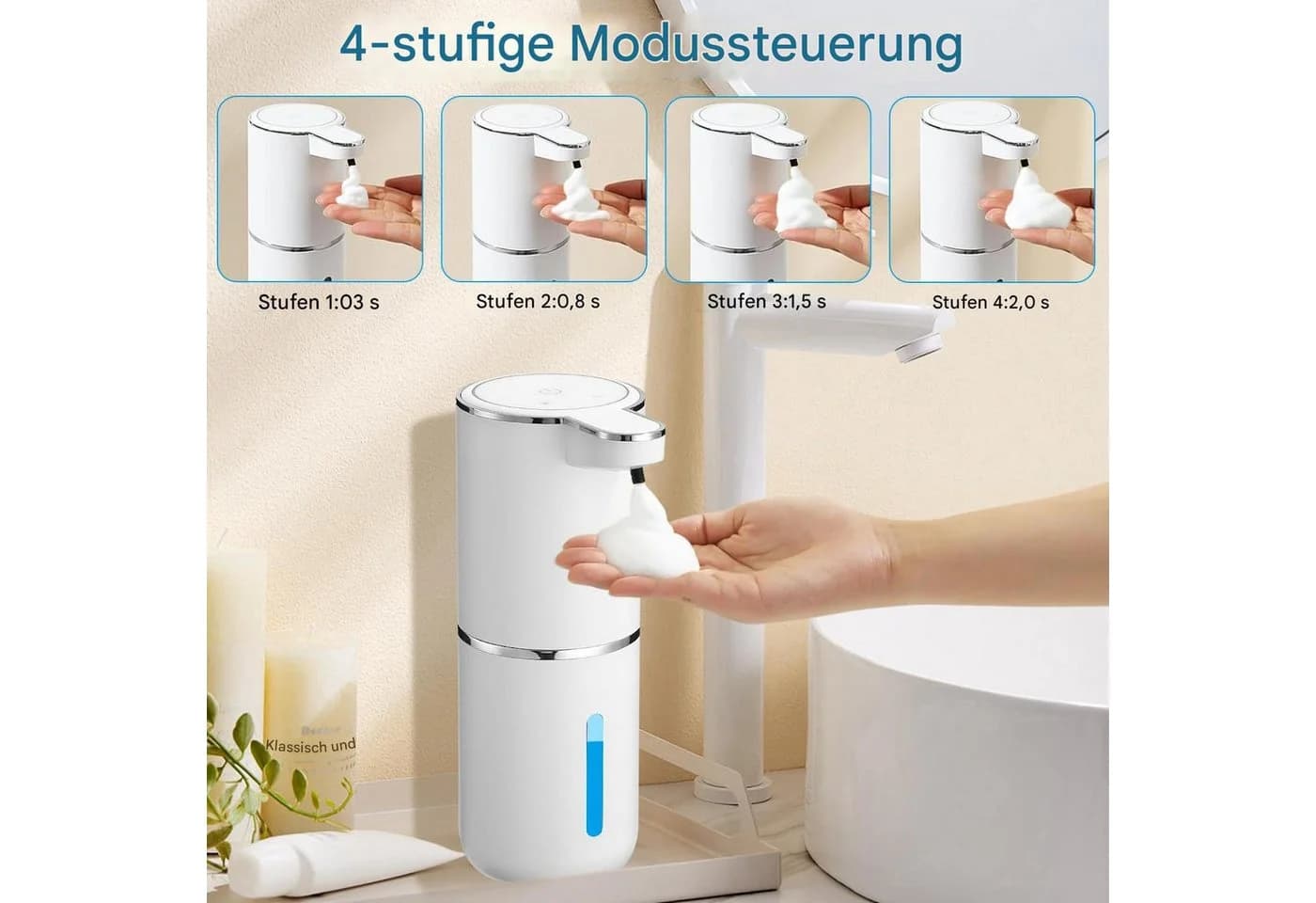 SinLaw Seifenspender Automatisch Berührungslos 380ml IPX5 Weiß