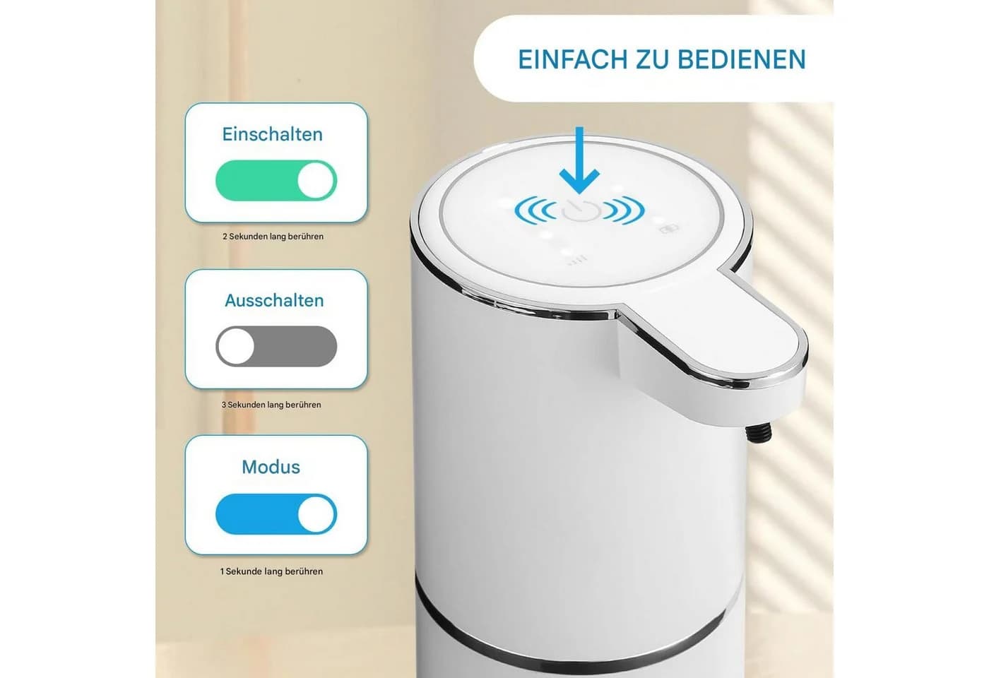 SinLaw Seifenspender Automatisch Berührungslos 380ml IPX5 Weiß - Bild 4