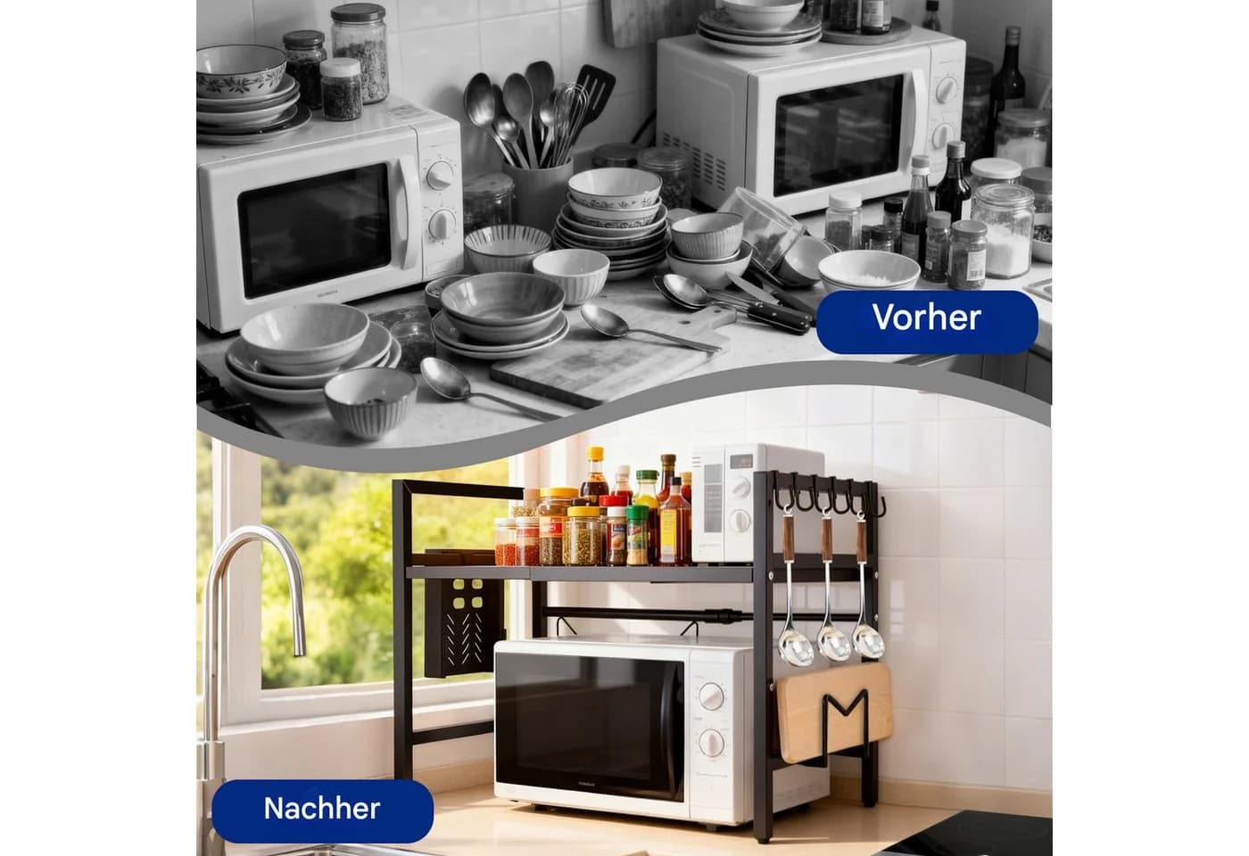 SinLaw Ausziehbares Küchenregal Schwarz Multifunktionales Lagerregal