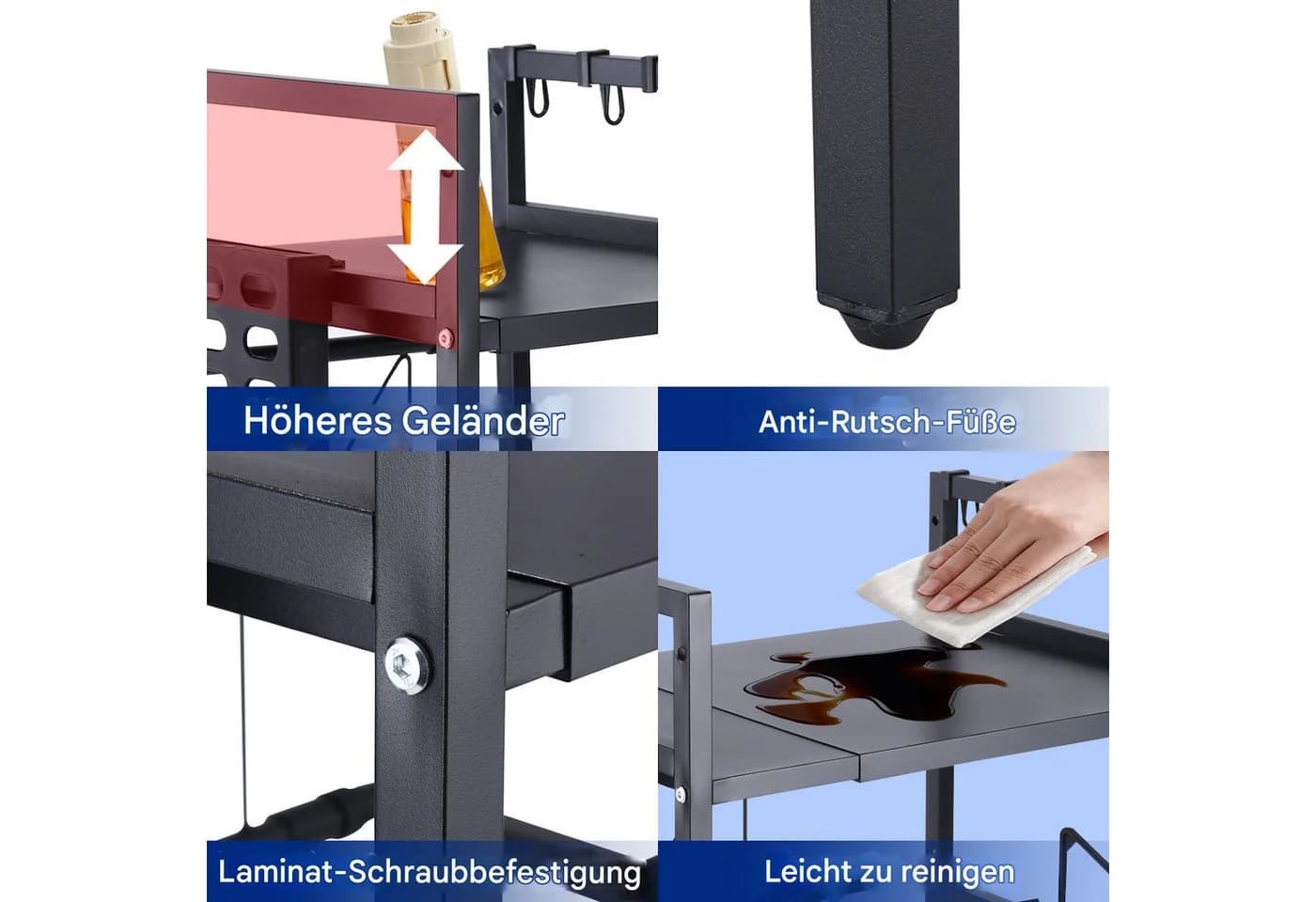 SinLaw Ausziehbares Küchenregal Schwarz Multifunktionales Lagerregal - Bild 4