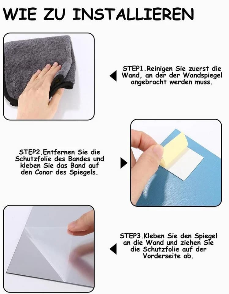 SinLaw 3D-Wandtattoo Selbstklebender Wandspiegel Acryl 6 St 30x20 cm - Bild 5