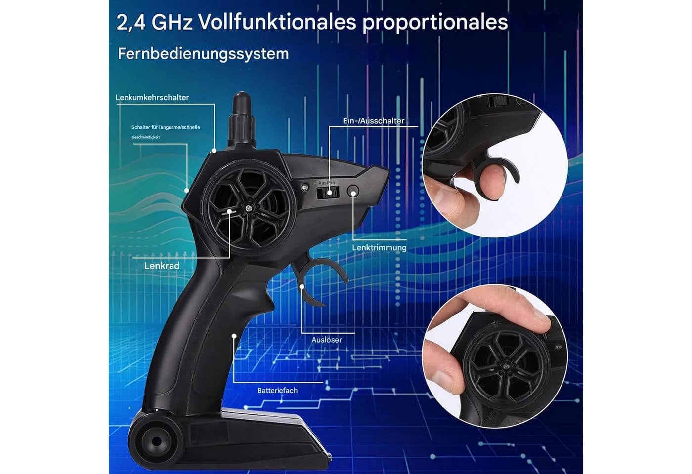 SinLaw Spielzeug-Rennwagen 1:16 Kabelloses RC-Auto 2.4GHz 3 Batterien 70 Minuten - Bild 5