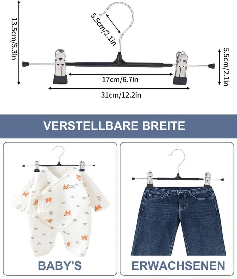 SinLaw Kleiderbügel Hosen 10-tlg. Metall Anti-Rutsch - Bild 4