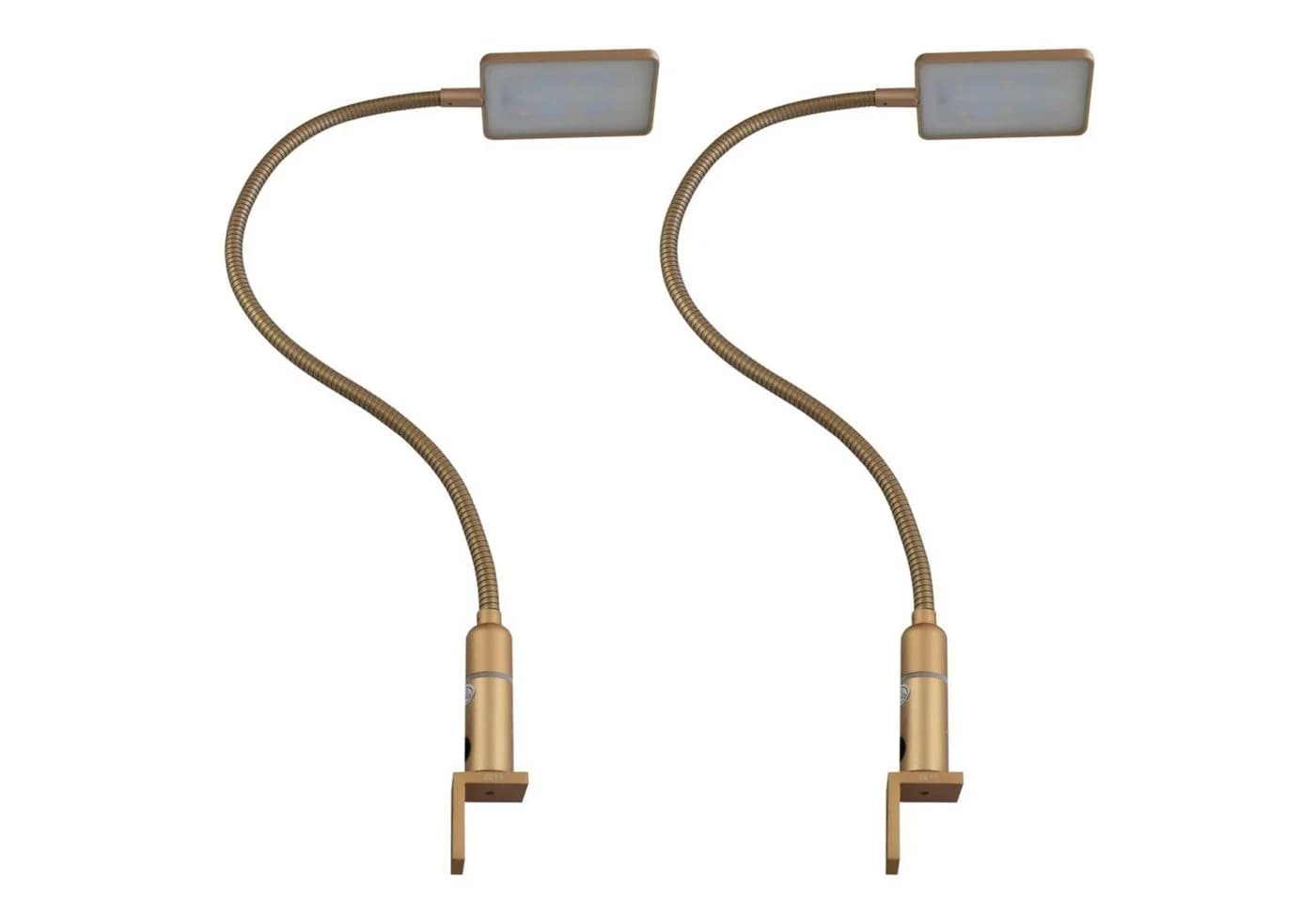kalb Bettleuchte 2er Set LED Flexleuchte Messing matt warmweiß - Bild 2