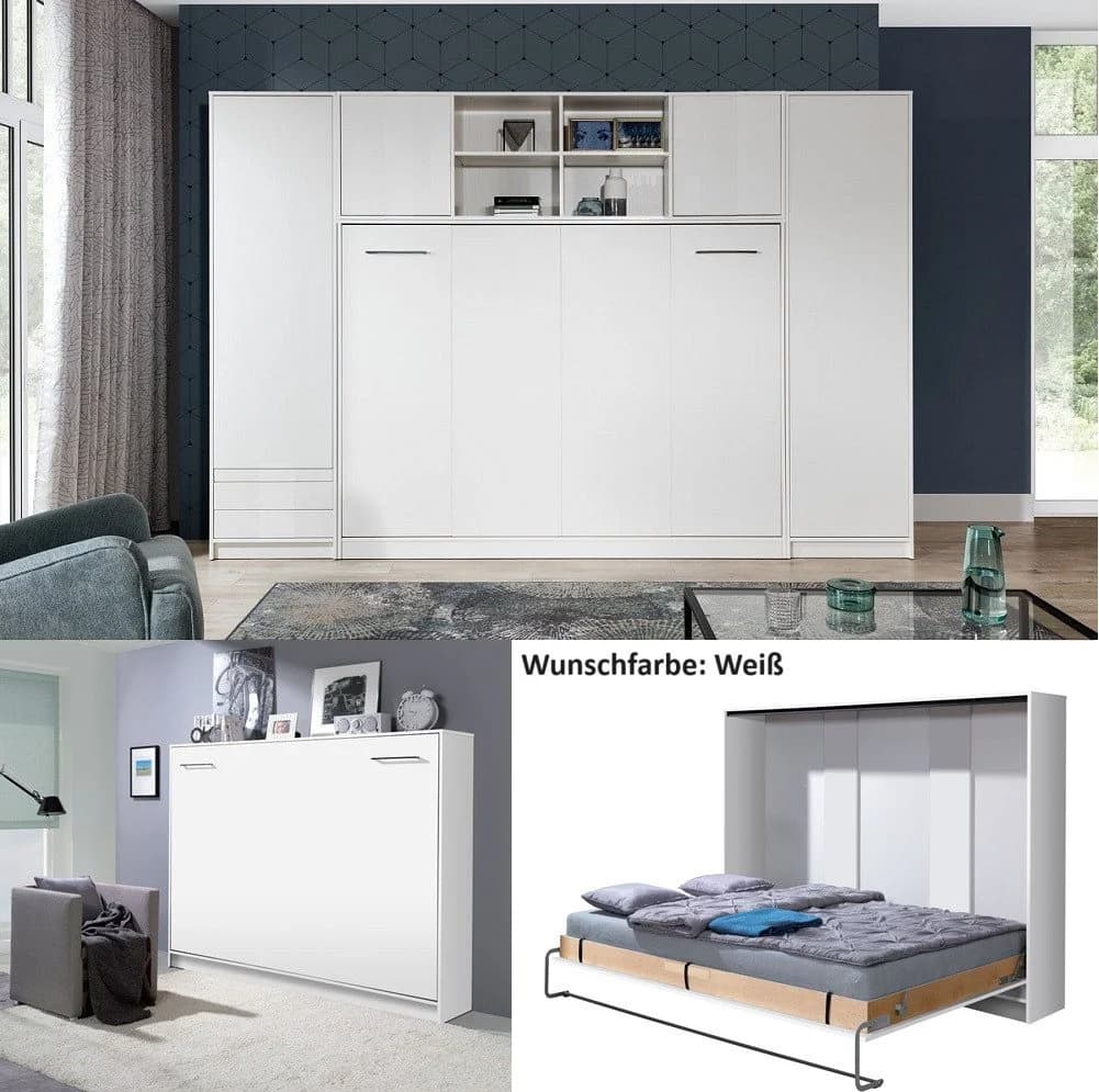 QMM TraumMöbel Schrankbett Wandbett HB 140x200 mit 2 Schränken & Aufsatz - Bild 2