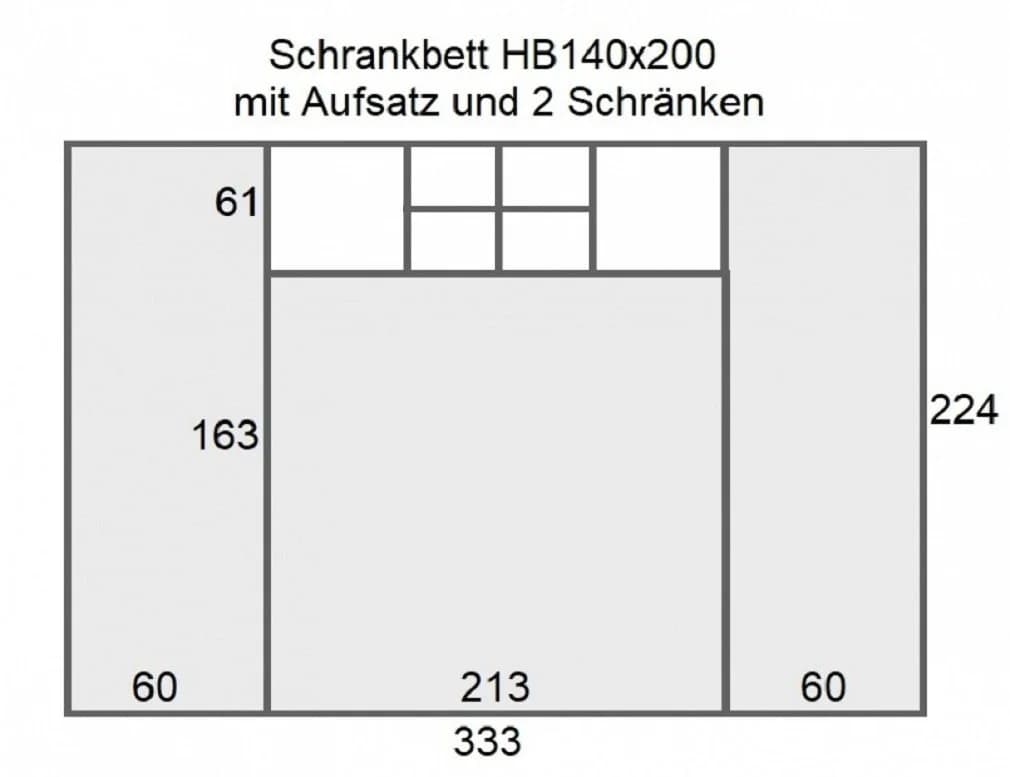 QMM TraumMöbel Schrankbett Wandbett HB 140x200 mit 2 Schränken & Aufsatz - Bild 5