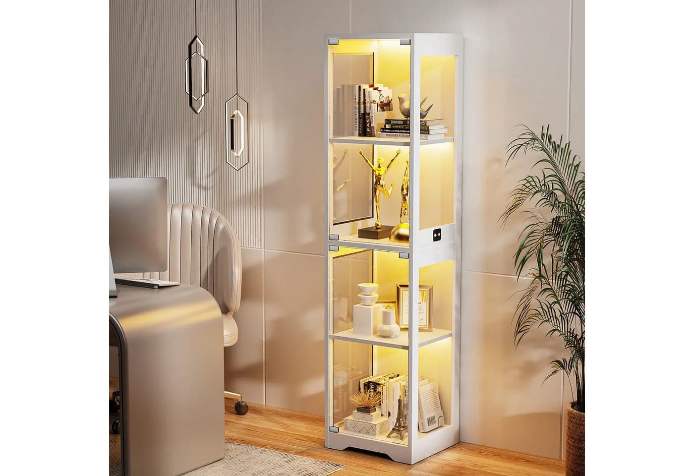 BROTTAR Glasvitrine Ausstellungsschrank mit LED-Beleuchtung und Bewegungssensor - Bild 2