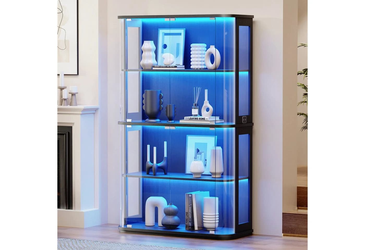 BROTTAR Standvitrine Große, Runde Vitrine mit Dreifarbiger Beleuchtung & Bewegungssensoren - Bild 2