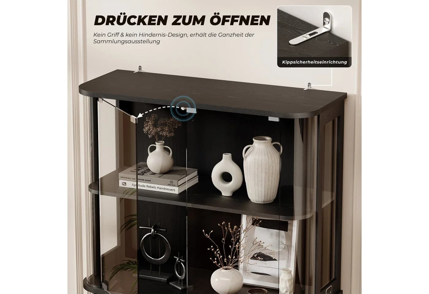 BROTTAR Standvitrine Große, Runde Vitrine mit Dreifarbiger Beleuchtung & Bewegungssensoren - Bild 5