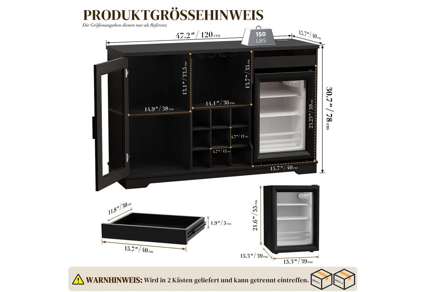 BROTTAR Weinschrank mit Kühlschrank, LED-Beleuchtung und Bewegungsmelder - Bild 5
