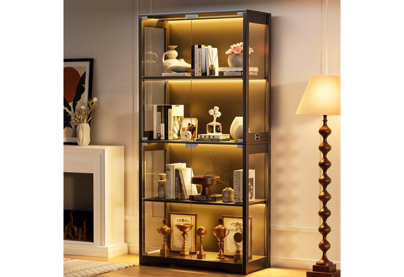 BROTTAR Glasvitrine mit Doppeltüren, LED-Beleuchtung und Bewegungssensor - Bild 2