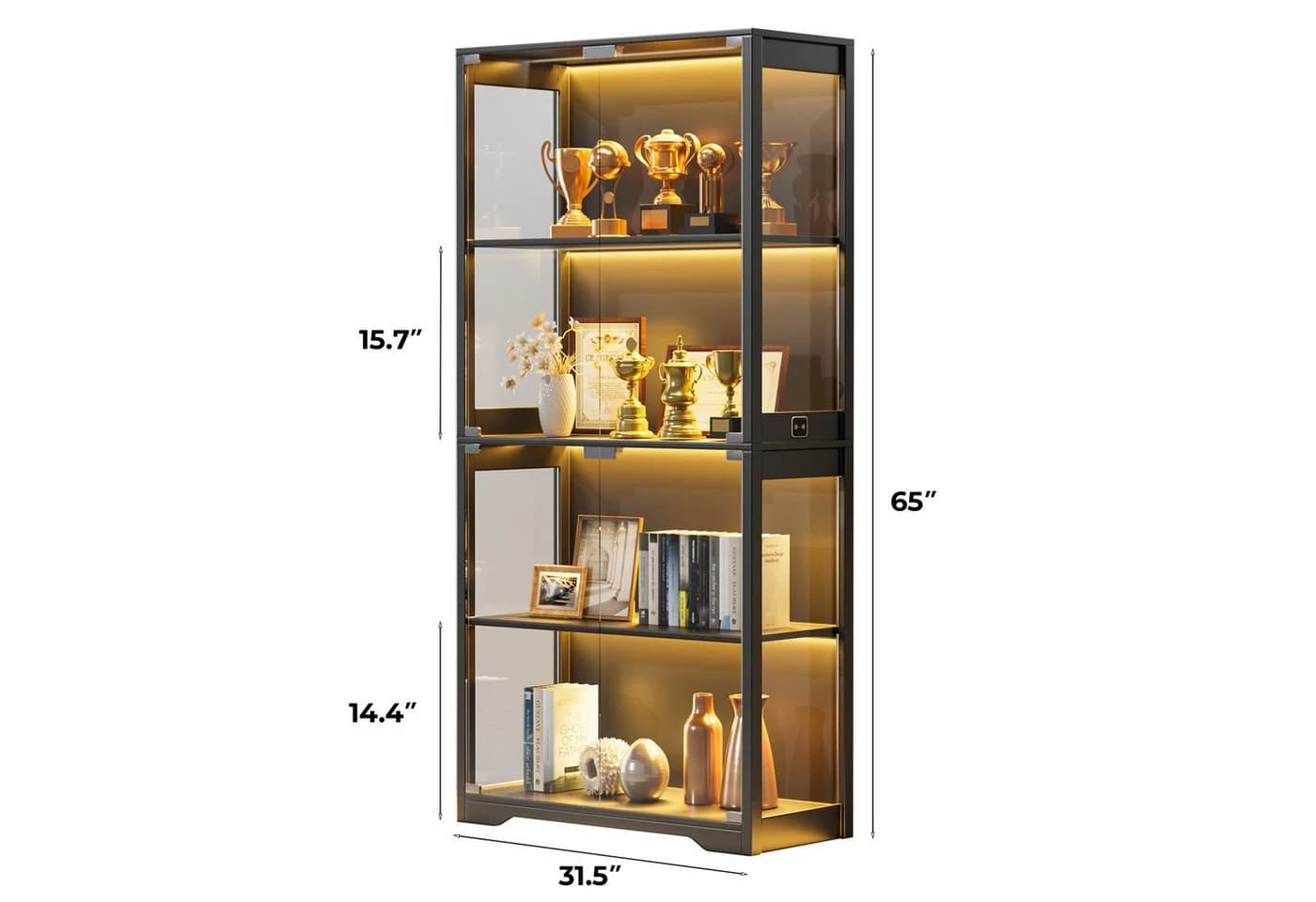 BROTTAR Glasvitrine mit Doppeltüren, LED-Beleuchtung und Bewegungssensor - Bild 4