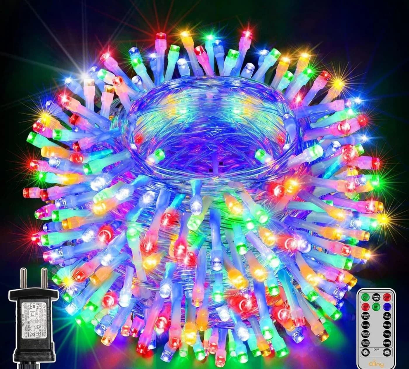 Ollny LED-Lichterkette 600-flammig 60m 8 Lichtmodi Timer & Memory IP44 Schutzklasse - Bild 2